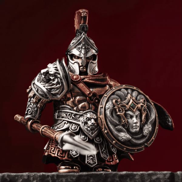 Commandant Spartiate avec Lance et Bouclier Méduse